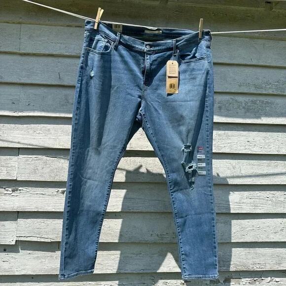 Levi's 711 skinny distressed denim jeans pants size 20W - Picture 1 of 9
